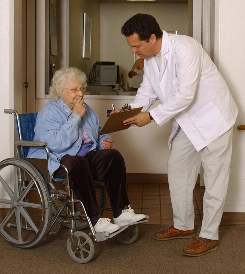 Elderly Nursing Home Patient in Wheelchair - Nursing Home Abuse Lawyer - Nursing Home Negligence and Abuse Attorneys Martin, Harding & Mazzotti 1800law1010