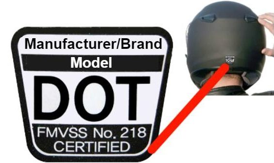 Motorcycle Helmet showing DOT Certified sticker on outside rear - DOT Helmet Sticker