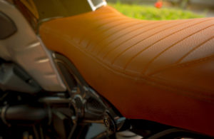 brown leather custom motorcycle seat