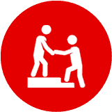 feeling-overwhelmed-icon Figure helping another figure up stairs