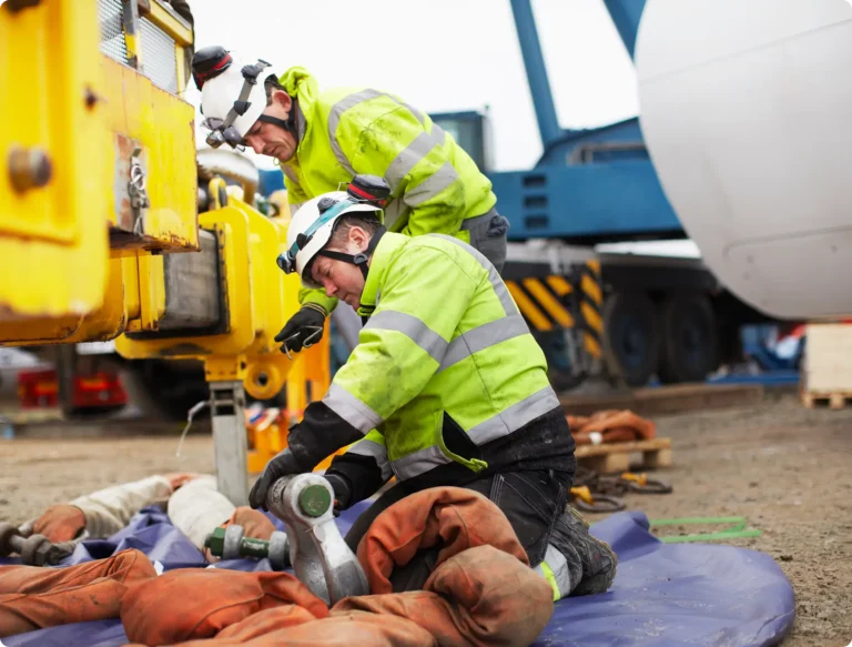 accident scene involving construction worker