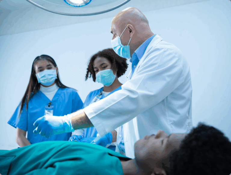 Doctor teaching students