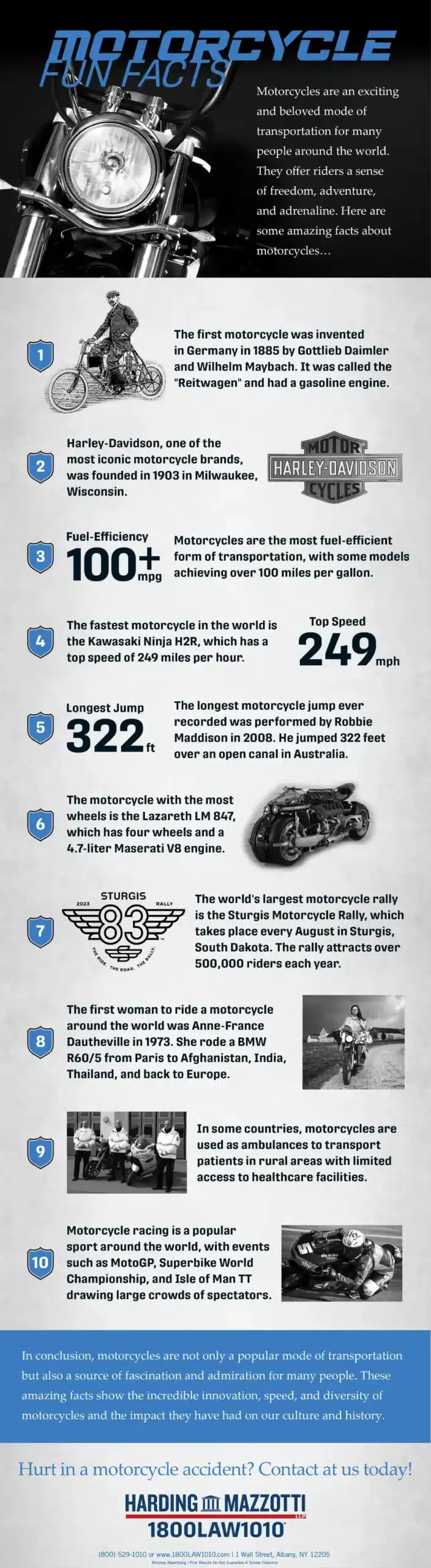 motorcycle fun facts infographic